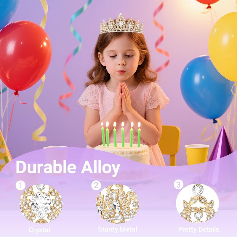 Queenship Tiara Crown for Women, Queen Tiara for Birthday Prom Bridal Party Custome Gold - Image 3